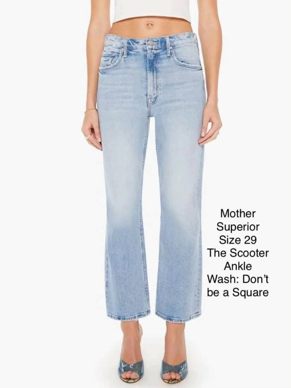 MOTHER Superior - the Scooter ankle high rise jean in Don’t be a square wash. 29